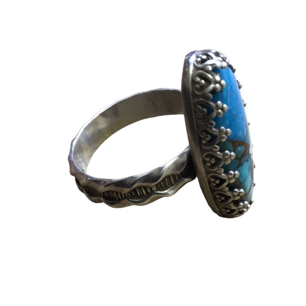 Turquoise and Silver Ring, size 9, NEW, Handmade - Picture 5 of 12